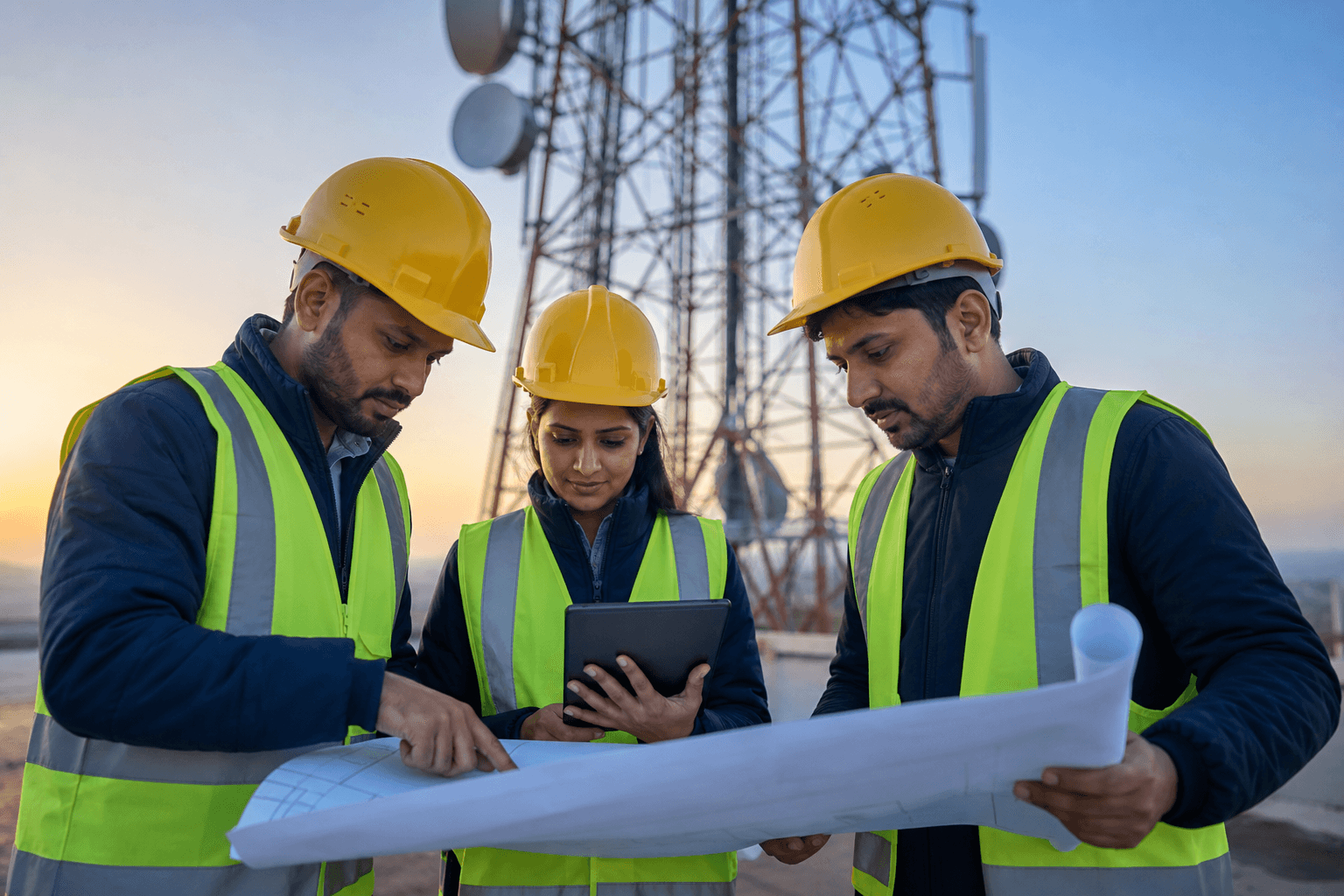 Veritech engineers reviewing infrastructure plans